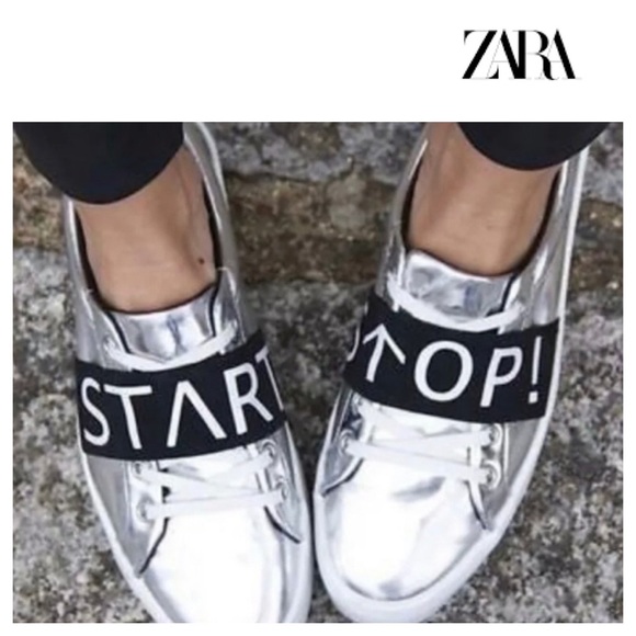 zara silver platform sneakers